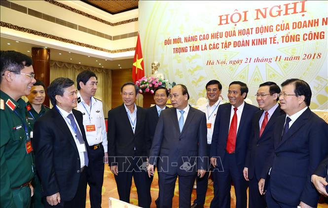 Trong ảnh: Thủ tướng Nguyễn Xuân Phúc và các đại biểu tham dự hội nghị. Ảnh: Thống Nhất –TTXVN