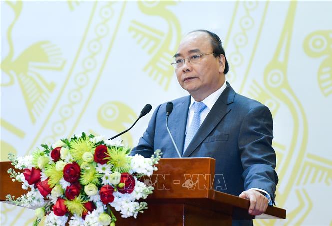 Trong ảnh: Thủ tướng Nguyễn Xuân Phúc phát biểu tại hội nghị. Ảnh: Thống Nhất –TTXVN
