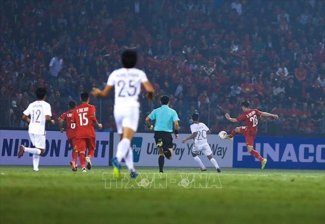 Trong ảnh: Với 21 pha dứt điểm, chỉ ghi được 3 bàn thắng, tỷ lệ dứt điểm thành công của đội tuyển Việt Nam là tồn tại cần khắc phục. Ảnh: Trọng Đạt - TTXVN