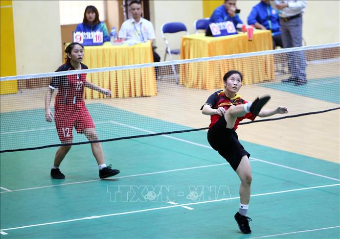 Trong ảnh: Trận bán kết nội dung đơn nữ giữa Hà Nội và Phú Thọ, kết quả Hà Nội giành chiến thắng với tỷ số 2-0. Ảnh: Danh Lam – TTXVN
