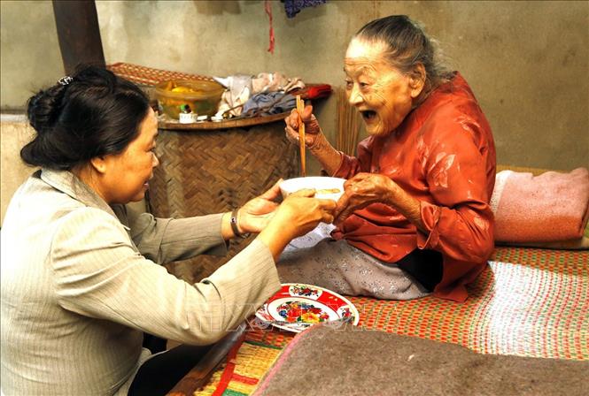 Trong ảnh: Cộng tác viên dân số hỗ trợ chăm sóc người cao tuổi có hoàn cảnh đặc biệt khó khăn tại huyện Hòa Vang (Đà Nẵng). Ảnh: Dương Ngọc - TTXVN