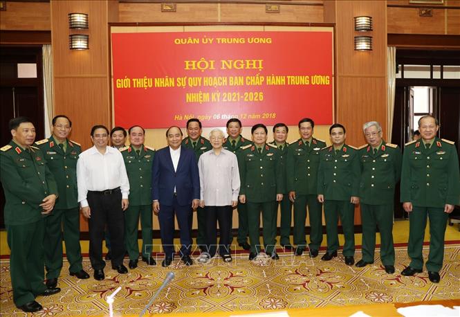 Trong ảnh  Tổng Bí thư, Chủ tịch nước Nguyễn Phú Trọng, Bí thư Quân ủy Trung ương và các đại biểu dự Hội nghị. Ảnh: Trí Dũng – TTXVN