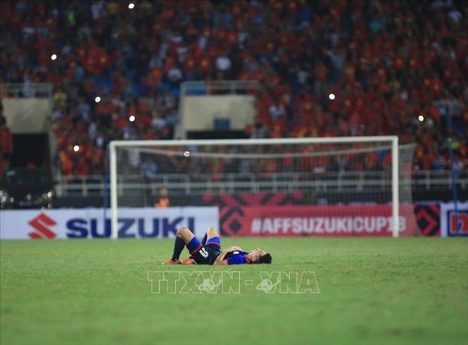 Trong ảnh: Các cầu thủ Philippines buồn bã sau trận thua 1-2 trước đội tuyển Việt Nam trong trận bán kết lượt về AFF SUZUKI Cup 2018. Ảnh: Trọng Đạt - TTXVN
