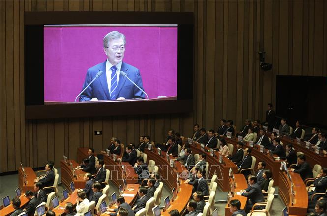 Trong ảnh: Toàn cảnh một phiên họp của Quốc hội Hàn Quốc ở Seoul. Ảnh: AFP/ TTXVN