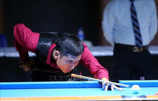 Trong ảnh: Ở môn Billard & Snooker, VĐV Phan Hoàng (ảnh, Bà Rịa-Vũng Tàu) giành HCB sau khi thua Lương Đức Thiện (Hà Nội) trong trận chung kết nội dung đơn nam Pool 10-Ball với tỷ số 3-7. Ảnh: Danh Lam – TTXVN  