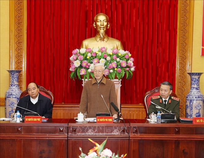 Trong ảnh : Tổng Bí thư, Chủ tịch nước Nguyễn Phú Trọng phát biểu chỉ đạo Hội nghị. Ảnh : Trí Dũng- TTXVN