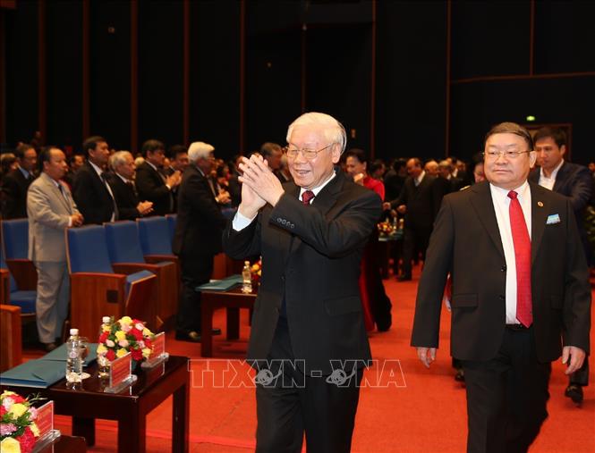 Trong ảnh: Tổng Bí thư, Chủ tịch nước Nguyễn Phú Trọng đến dự Đại hội. Ảnh: Trí Dũng – TTXVN 