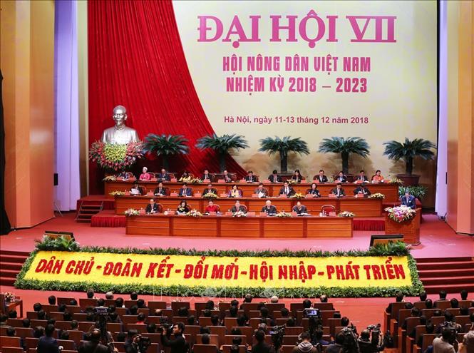 Trong ảnh: Toàn cảnh Đại hội đại biểu toàn quốc Hội Nông dân Việt Nam lần thứ VII. Ảnh: Trí Dũng – TTXVN