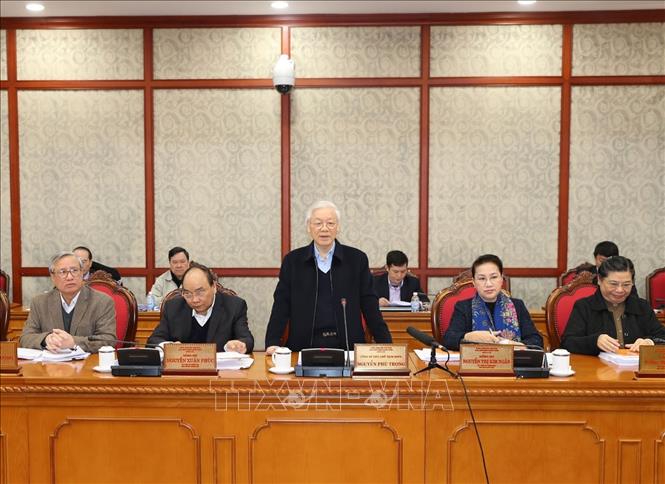 Trong ảnh: Tổng Bí thư, Chủ tịch nước Nguyễn Phú Trọng phát biểu tại buổi làm việc. Ảnh: Trí Dũng – TTXVN