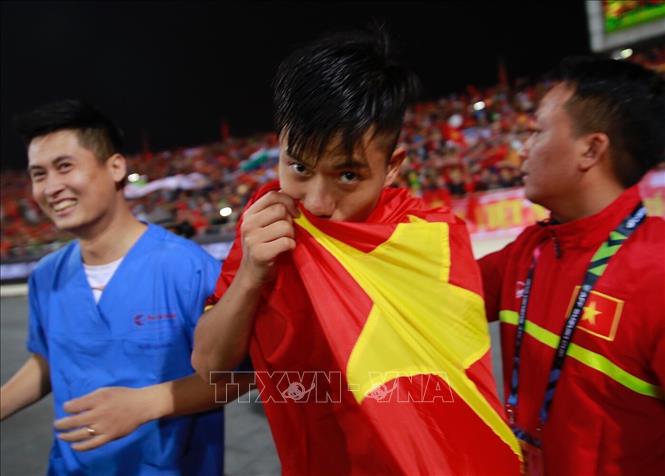 Trong ảnh: Tiền đạo Phan Văn Đức - người có công lao không nhỏ đóng góp cho thành công của đội tuyển Việt Nam trong hành trình chinh phục AFF Suzuki Cup 2018. Ảnh: Trọng Đạt - TTXVN