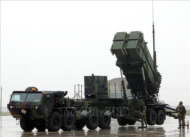 Trong ảnh (tư liệu): Hệ thống phòng thủ tên lửa Patriot PAC-3 của Mỹ được giới thiệu trong cuộc họp báo ở căn cứ không quân ở Suwon, Hàn Quốc. Ảnh: AFP/ TTXVN