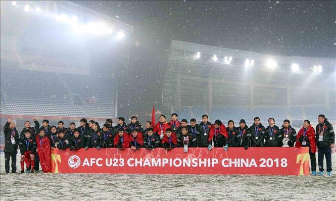 Trong ảnh: U23 Việt Nam giành ngôi á quân tại Giải vô địch bóng đá U23 châu Á - một kỳ tích mà bóng đá Việt Nam chưa từng làm được. Ảnh: Hoàng Linh – TTXVN