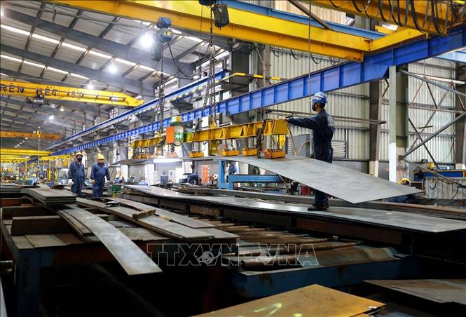 Photo: A corner of the Canadian-invested Pre-Engineered Steel Buildings Vietnam Co. Ltd. in the southern province of Ba Ria-Vung Tau. VNA Photo: Danh Lam
