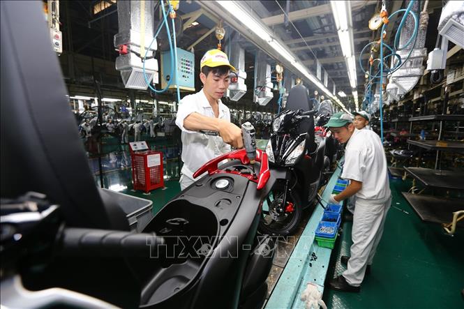 Photo: A corner of the Japanese-invested Honda Vietnam in the northern province of Vinh Phuc. VNA Photo: Danh Lam
