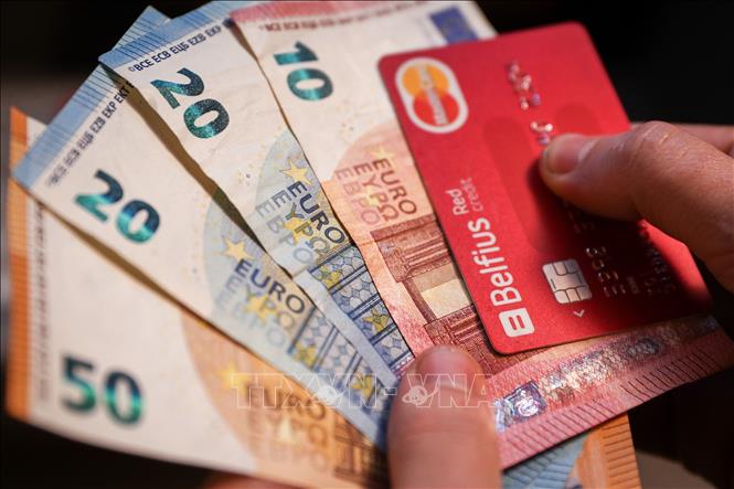 Trong ảnh:Đồng tiền  euro các mệnh giá 10, 20  và  50 euro. Ảnh: THX/TTXVN