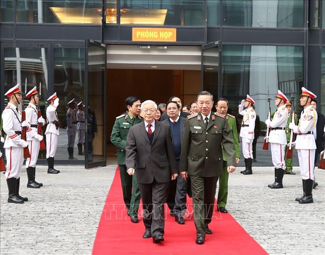 Trong ảnh: Tổng Bí thư, Chủ tịch nước Nguyễn Phú Trọng đến dự Hội nghị Công an toàn quốc lần thứ 74. Ảnh: Trí Dũng – TTXVN