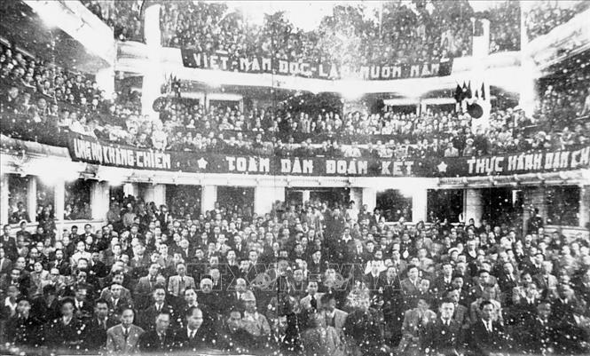 Trong ảnh: Quang cảnh buổi khai mạc kỳ họp thứ nhất, Quốc hội khoá I, ngày 2/3/1946. Ảnh: Tư liệu TTXVN
