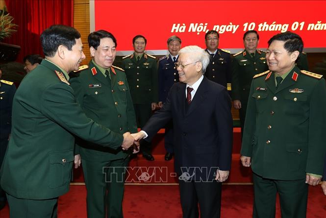  Trong ảnh : Tổng Bí thư, Chủ tịch nước Nguyễn Phú Trọng với các đại biểu. Ảnh: Trí Dũng – TTXVN