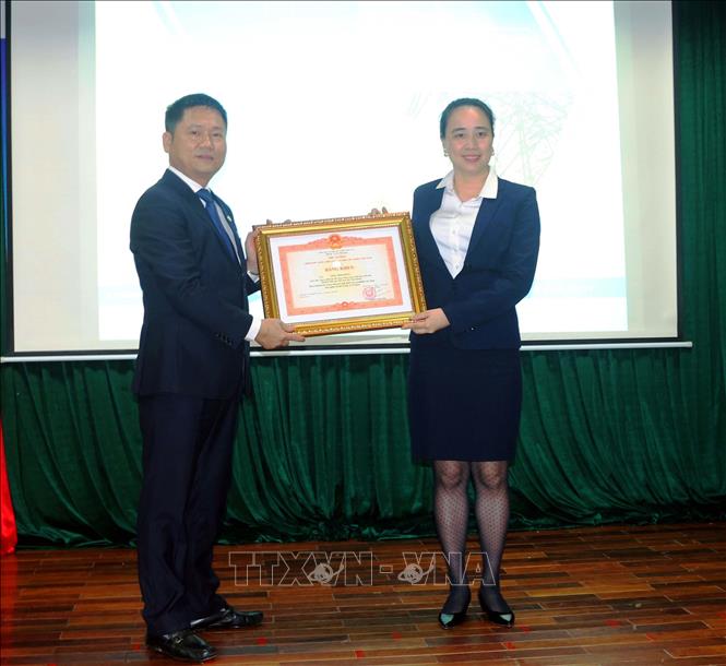 Trong ảnh: Lễ trao Bằng khen của Thủ tướng Chính phủ cho Giám đốc Công ty Điện lực Hà Nam Trần Minh Dũng. Ảnh: Thanh Tuấn - TTXVN