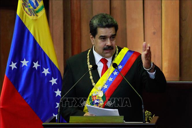 Trong ảnh: Tổng thống Venezuela Nicolas Maduro phát biểu trong lễ tuyên thệ nhậm chức tại Tòa án Công lý Tối cao ở Caracas ngày 10/1/2019. Ảnh: THX/TTXVN