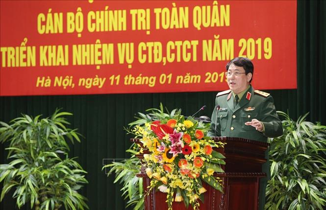 Trong ảnh: Chủ nhiệm Tổng cục Chính trị QĐND Việt Nam Lương Cường phát biểu tại hội nghị. Ảnh: Dương Giang – TTXVN