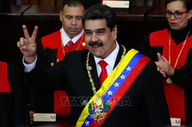 Trong ảnh: Tổng thống Nicolas Maduro  tại lễ nhậm chức nhiệm kỳ thứ hai ở Caracas, Venezuela, ngày 10/1/2019. Ảnh: THX/TTXVN