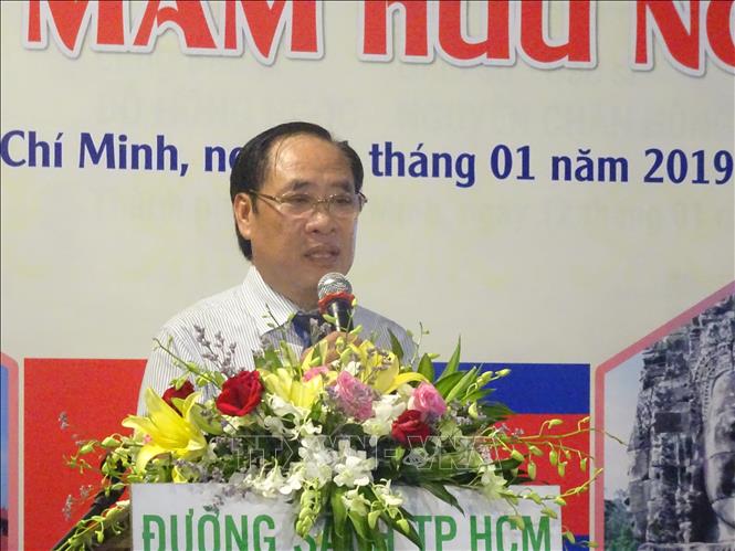 Trong ảnh: Ông Trần Tấn Ngô, Ủy viên Ban Thường vụ Trung ương Hội Hữu nghị Việt Nam – Campuchia phát biểu. Ảnh: Gia Thuận - TTXVN