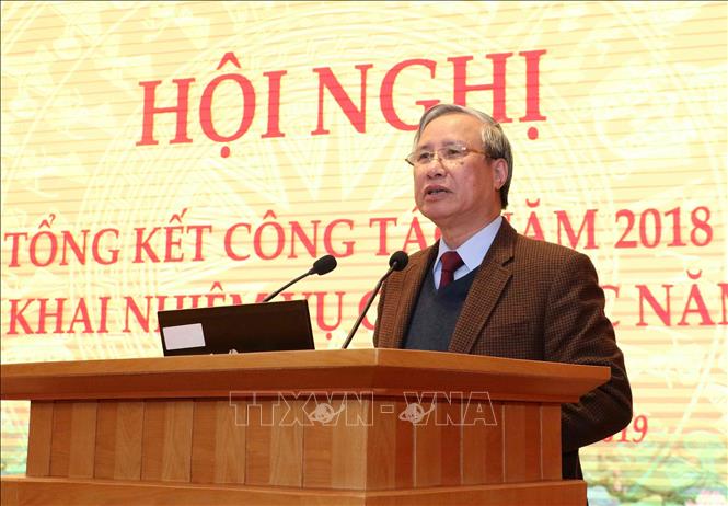Trong ảnh: Đồng chí Trần Quốc Vượng, Ủy viên Bộ Chính trị, Thường trực Ban Bí thư phát biểu. Ảnh: Văn Điệp – TTXVN 