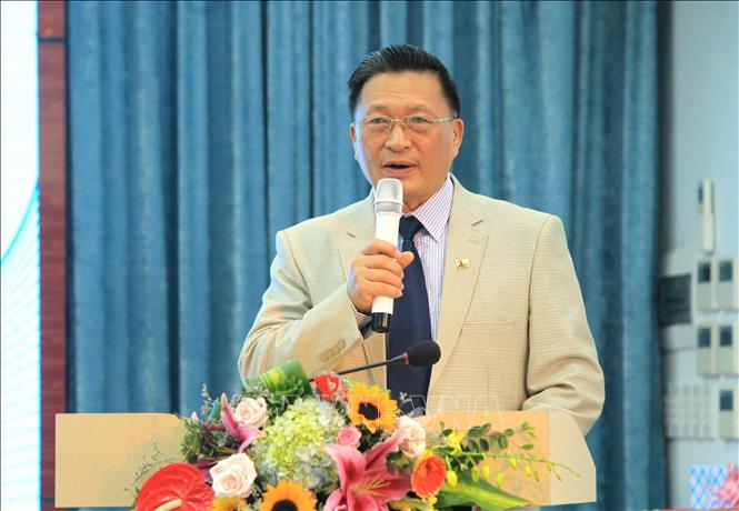 Trong ảnh: Tiến sĩ Hoàng Văn Kể, Chủ tịch Liên hiệp các Hội Khoa học và Kỹ thuật Hải Phòng phát biểu. Ảnh: An Đăng – TTXVN