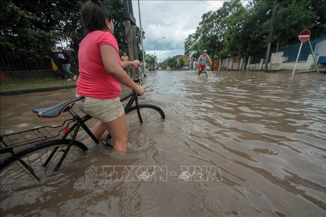 Trong ảnh: Cảnh ngập lụt tại Corrientes, Argentina, ngày 13/1/2019. Ảnh: AFP/ TTXVN