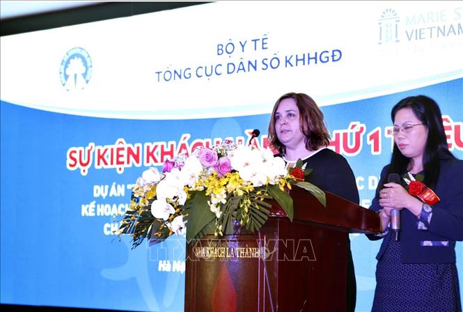 Trong ảnh: Bà Nicole Raagever, Giám đốc Marie Stopes khu vực Đông Nam Á, kiêm Trưởng đại diện MSV tại Việt Nam phát biểu. Ảnh: Dương Ngọc – TTXVN
