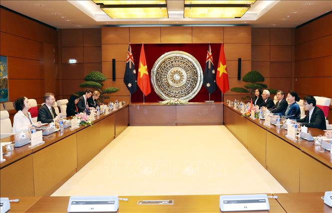 Photo: A view of the talks between NA Chairwoman Nguyen Thi Kim Ngan and Australian Senate President Scott Ryan. VNA Photo: Trọng Đức