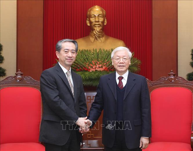 Trong ảnh: Tổng Bí thư, Chủ tịch nước Nguyễn Phú Trọng tiếp Đại sứ Trung Quốc tại Việt Nam Hùng Ba. Ảnh: Lâm Khánh - TTXVN