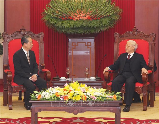 Trong ảnh: Tổng Bí thư, Chủ tịch nước Nguyễn Phú Trọng tiếp Đại sứ Trung Quốc tại Việt Nam Hùng Ba. Ảnh: Lâm Khánh - TTXVN