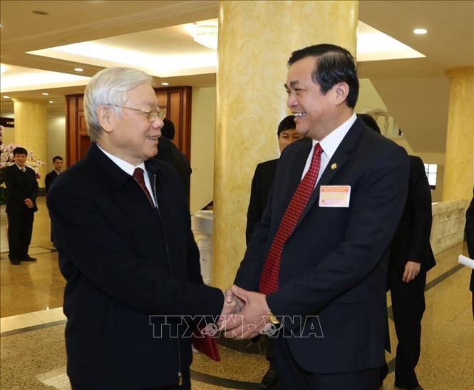 Trong ảnh: Tổng Bí thư, Chủ tịch nước Nguyễn Phú Trọng đến dự hội nghị. Ảnh: Trí Dũng – TTXVN