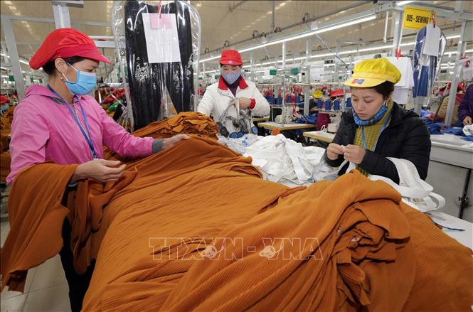 Trong ảnh: May hàng xuất khẩu sang thị trường EU tại Công ty may Tinh Lợi, khu công nghiệp Lai Vu, huyện Kinh Thành (Hải Dương). Ảnh: Trần Việt - TTXVN