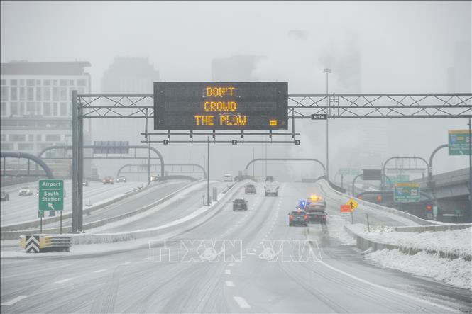 Trong ảnh: Băng tuyết phủ trắng xóa tại Boston, Massachusetts, Mỹ, ngày 20/1/2019. Ảnh: AFP/ TTXVN