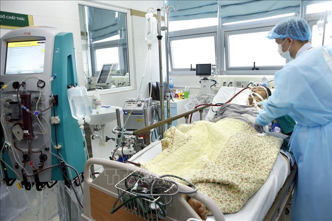 Trong ảnh:  Khoa Hồi sức tích cực – Bệnh viện Bạch Mai điều trị cho bệnh nhân (51 tuổi) cúm A/H1N1 rất nặng. Ảnh: Dương Ngọc – TTXVN