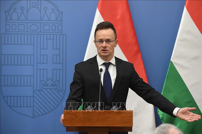 Trong ảnh: Ngoại trưởng Hungary Peter Szijjarto tại cuộc họp báo ở Budapest ngày 11/2/2019. Ảnh: AFP/TTXVN