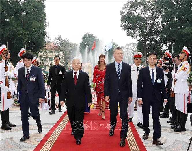 Trong ảnh: Tổng Bí thư, Chủ tịch nước Nguyễn Phú Trọng và Tổng thống Argentina Mauricio Macri. Ảnh: Trí Dũng - TTXVN