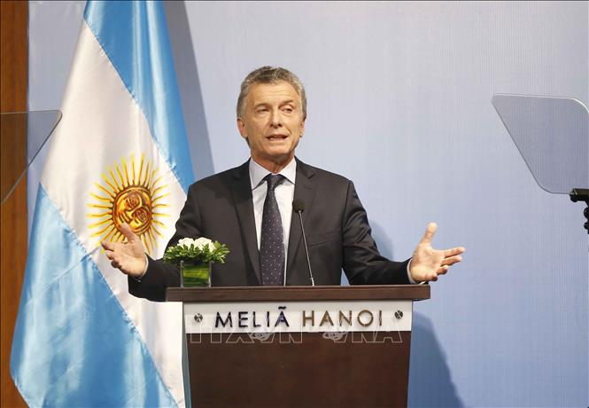 Trong ảnh: Tổng thống nước Cộng hòa Argentina phát biểu. Ảnh: Doãn Tấn - TTXVN