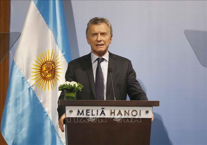 Trong ảnh: Tổng thống nước Cộng hòa Argentina phát biểu. Ảnh: Doãn Tấn - TTXVN