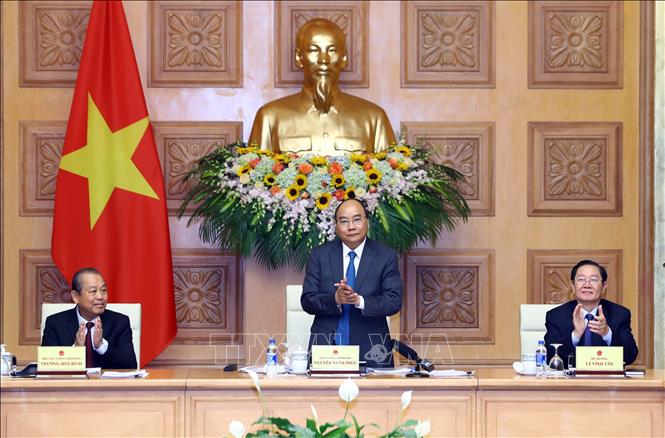 Trong ảnh: Thủ tướng Nguyễn Xuân Phúc chủ trì cuộc họp. Ảnh: Thống Nhất – TTXVN
