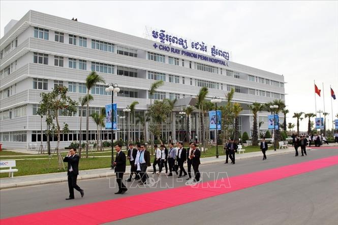 Trong ảnh: Bệnh viện đa khoa Chợ Rẫy – Phnom Penh - công trình hợp tác giữa Việt Nam và Campuchia trong lĩnh vực y tế, chính thức đi vào hoạt động từ ngày 13/1/2014. Ảnh: Đức Tám – TTXVN