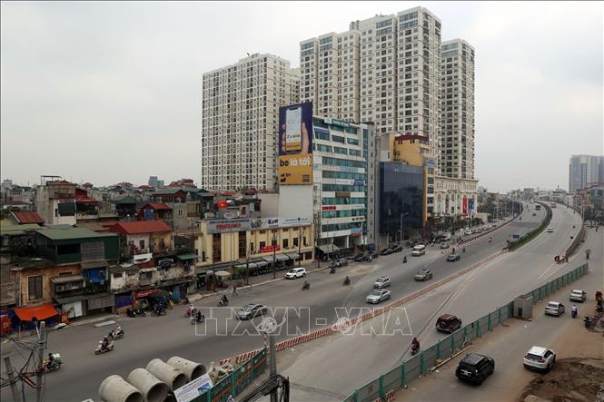 Trong ảnh: Điểm đầu của tuyến vành đai 2 kết nối với cầu Vĩnh Tuy. Ảnh: Huy Hùng - TTXVN