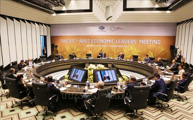 Trong ảnh: Phiên bế mạc Hội nghị cấp cao APEC lần thứ 25, tháng 11/2017 tại Đà Nẵng. Đây là lần thứ hai Việt Nam tổ chức thành công Hội nghị cấp cao APEC, sau lần thứ nhất diễn ra tại Hà Nội năm 2006. Ảnh: TTXVN  