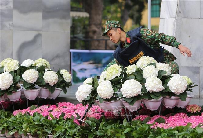 Photo: Sappers make safety checks at places where the activities within the second US-DPRK summit will take place. VNA Photo: Dương Giang 