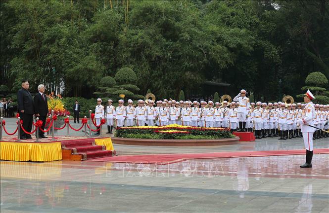 Photo: A view of the welcome ceremony. VNA Photo: Doãn Tấn