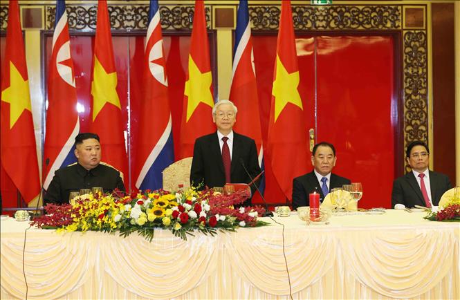 Trong ảnh: Tổng Bí thư, Chủ tịch nước Nguyễn Phú Trọng đọc diễn văn chào mừng. Ảnh: Trí Dũng - TTXVN