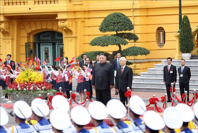Photo: A view of the official welcome ceremony. VNA Photo: Phương Hoa